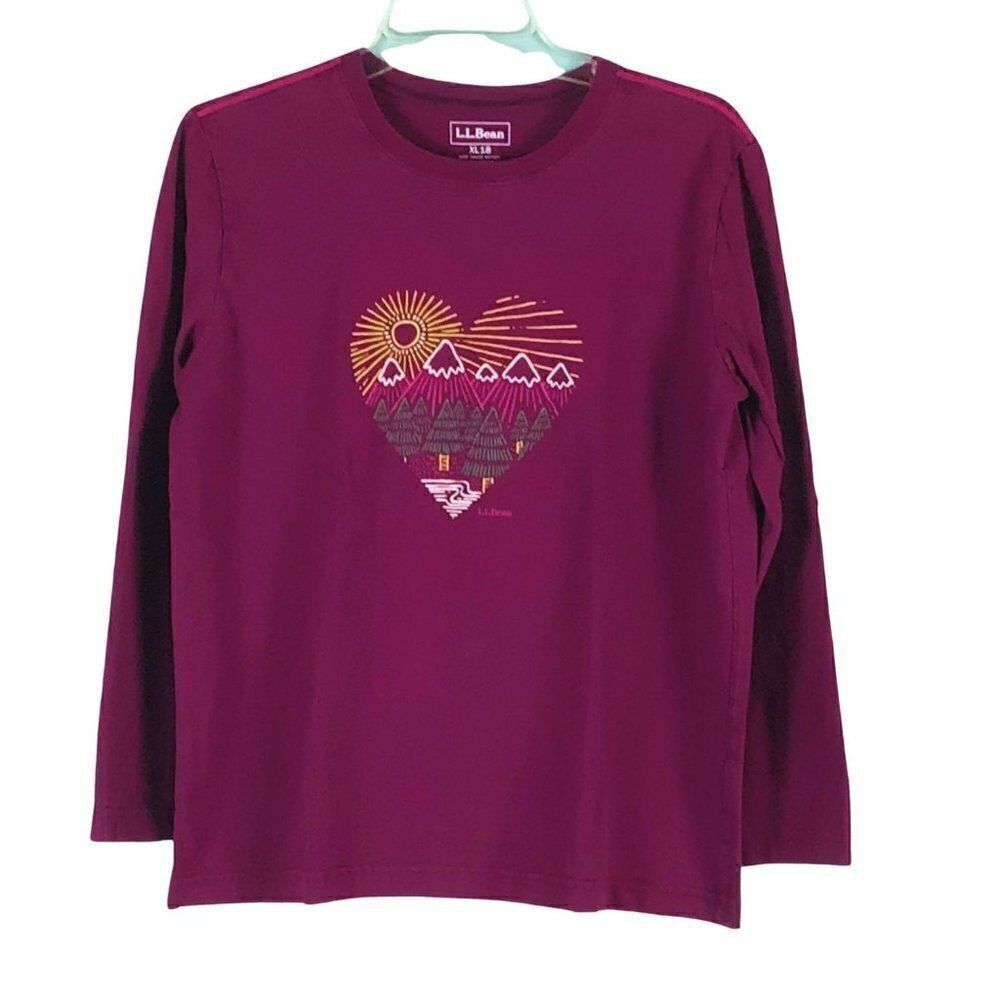 L.L.Bean Kid's Graphic Tee, Long‎ Sleeve Unisex Styling Purple, Size XL18